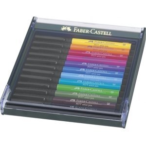 Faber-Castell Umělecký popisovač Pitt Artist Pen B Bright štětcové, sada 12 ks - základní barvy