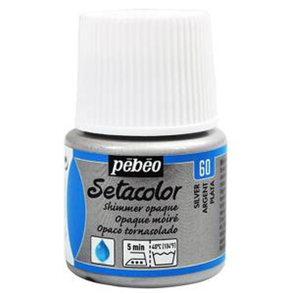 Barva na textil Pébéo Setacolor Shimmer 45 ml - Stříbrná metalická 60