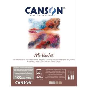 Canson Mi-Teintes 20 listů 24x32 cm 160 g, lepený, šedé tóny