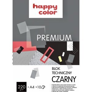 Černý papír Blok Happy Color Premium technický A4 220 g 10 listů