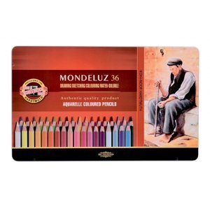 Akvarelové pastelky Koh-i-Noor MONDELUZ 3725 sada 36 barev v plechovém obalu
