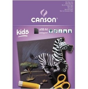 Černý papír Canson Kids blok  A4 220g, 10 listů