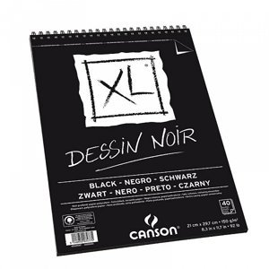 Canson XL Dessin NOIR blok černých papírů A4, 150g, 40 listů, kroužková vazba