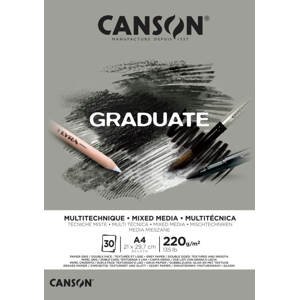 Canson Graduate Mix-Media skicák lepený A4 220 g 30 listů - šedý pískově zrnitý
