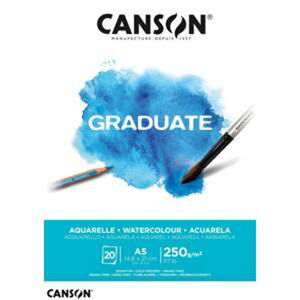 Canson Akvarelový papír Graduate Aquarelle blok A5 250g, 20 listů