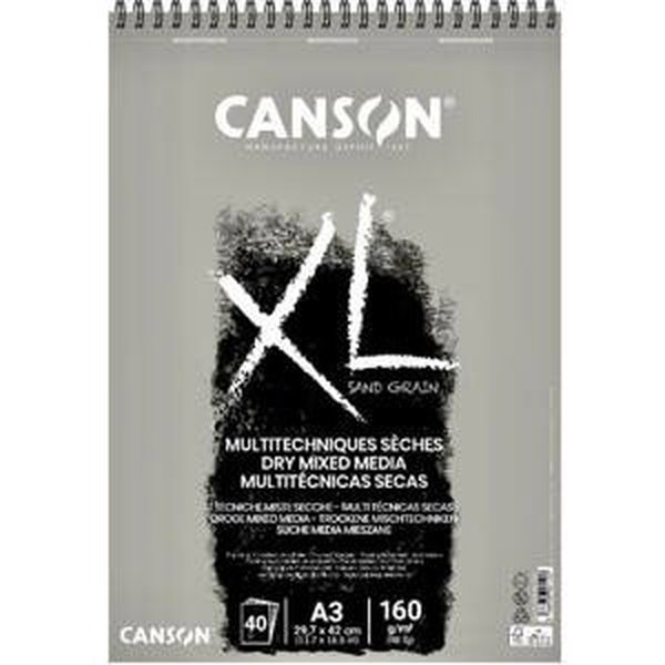 Canson Skicák XL Dry Mixed Media Sand Grain šedý A3 160 g, 40 listů