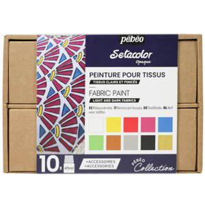 Barvy na textil Pébéo Setacolor Opaque sada I. 10 x 45 ml v kartonovém kufříku
