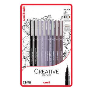UNI pin Creative Strokes Set - sada 8 ks linerů Super Ink