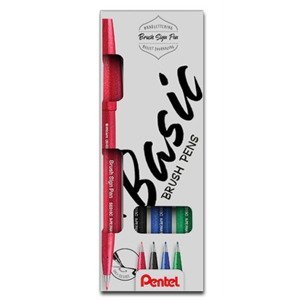 Štětcové fixy Pentel Brush Sign Pen SES15 4 ks - Basic