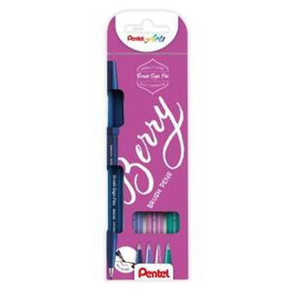 Štětcové fixy Pentel Brush Sign Pen SES15 4 ks - Berry