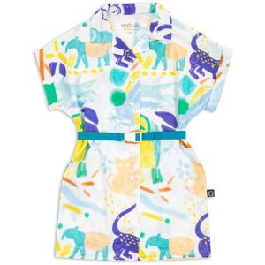 Wouki Dětské košilové šaty PAGU - jungle blue 110