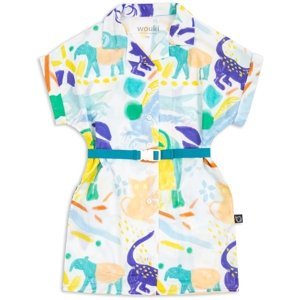 Wouki Dětské košilové šaty PAGU - jungle blue 140