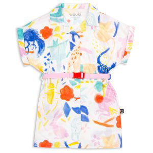 Wouki Dětské košilové šaty PAGU - jungle pink 134