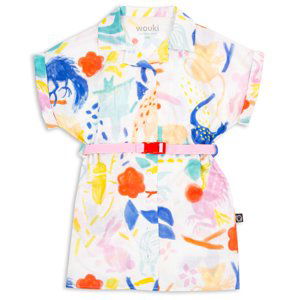Wouki Dětské košilové šaty PAGU - jungle pink 152