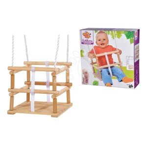 Dřevěná houpačka Outdoor Wooden Baby Swing Eichhorn přírodní 140–210 cm délka 30*30 cm sedátko 20 kg nosnost od 12 měsíců