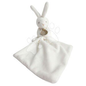 Plyšový zajíček na mazlení Bunny Flower Box Doudou et Compagnie bílý 10 cm v dárkovém balení od 0 měsíců