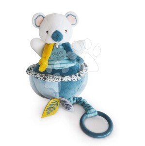 Plyšová koala s melodií Yoca le Koala Music Box Doudou et Compagnie modrá 20 cm v dárkovém balení od 0 měsíců