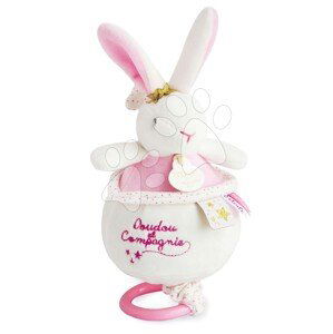 Plyšový zajíček s melodií Bunny Star Music Box Perlidoudou Doudou et Compagnie růžový 14 cm v dárkovém balení od 0 měsíců