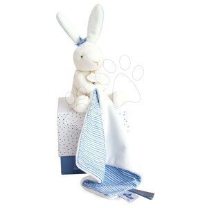 Plyšový zajíček na mazlení Bunny Sailor Perlidoudou Doudou et Compagnie modrý 10 cm v dárkovém balení od 0 měsíců
