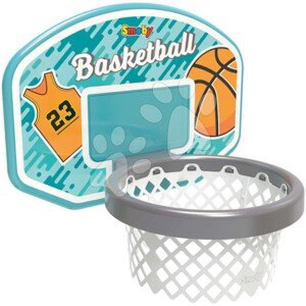 Basketbalový kôš na šmykľavky a stenu Basketball Hoop 3v1 Smoby s loptou a háčikmi na uchytenie a UV filtrom od 3 rokov SM820700
