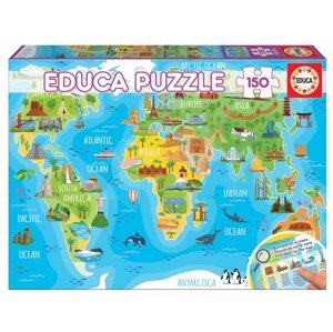 Puzzle Mapa světa s monumenty Educa 150 dílků od 7 let