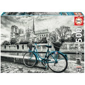 Puzzle Bike near Notre Dame Black&White Educa 500 dílků a Fix lepidlo od 11 let