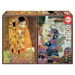 Puzzle El Beso+La Virgen Gustav Klimt Educa 2 x 1000 dílů a Fix lepidlo od 11 let