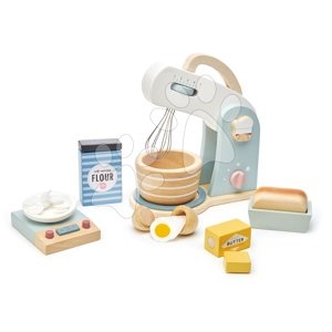 Dřevěný kuchyňský robot Home baking set Tender Leaf Toys s váhou, nádobím a potravinami