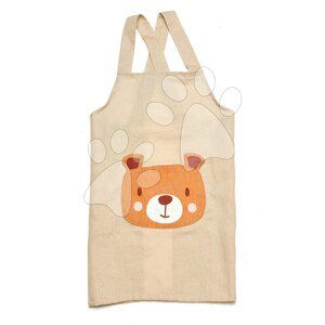 Zástěra pro děti Medvěd Bear Linen Cotton Apron ThreadBear z bavlny jemně béžová od 3–8 let