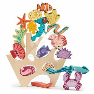 Dřevěný korálový útes Stacking Coral Reef Tender Leaf Toys s 18 rybami a mořskými živočichy od 18 měsíců