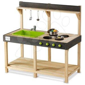 Kuchyňka cedrová s tekoucí vodou Yummy 100 Outdoor Play Kitchen Exit Toys venkovní s kuchyňským náčiním od 24 měsíců