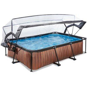 Bazén s krytem a filtrací Wood pool Exit Toys ocelová konstrukce 300*200 cm hnědý od 6 let