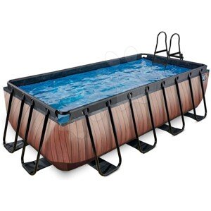 Bazén s filtrací Wood pool Exit Toys ocelová konstrukce 400*200*100 cm hnědý od 6 let