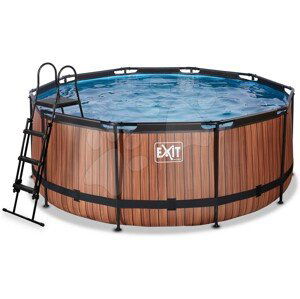 Bazén s filtrací Wood pool Exit Toys kruhový ocelová konstrukce 360*122 cm hnědý od 6 let