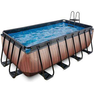 Bazén s filtrací Wood pool Exit Toys ocelová konstrukce 400*200*122 cm hnědý od 6 let