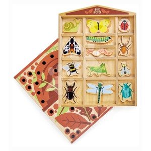 Dřevěný hotel pro hmyz The Bug Hotel Tender Leaf Toys 13 druhů hmyzu s názvy