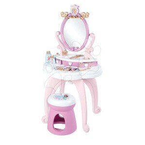 Kosmetický stolek Disney Princess 2in1 Hairdresser Smoby a židle s 10 zkrášlovacími doplňky 94 cm výška