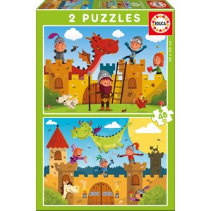 Educa dětské puzzle Drak a Rytíř 2x48 dílů 17151