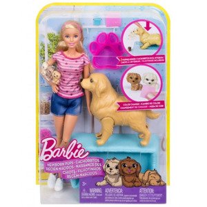 Barbie péče o narozená štěňátka, mattel fdd43