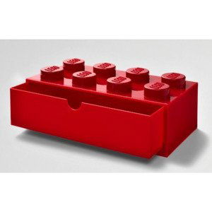 Lego® stolní box 8 se zásuvkou červený