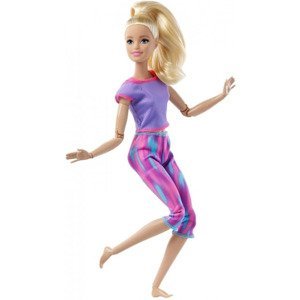 Barbie panenka v pohybu, blondýna v žíhaných legínách, mattel gxf04