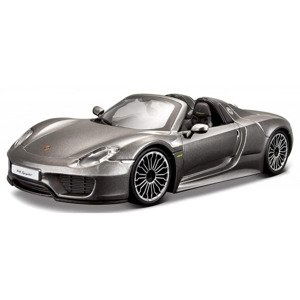 Bburago porsche 918 spyder šedá metalíza 1:24