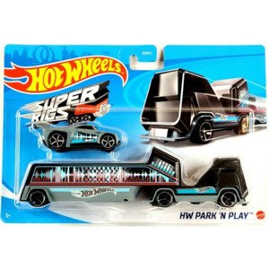 Hot wheels náklaďák hw park n play black, mattel gbf14