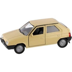 Kovový model 1:34 škoda favorit volný chod, krémová