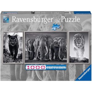 Ravensburger 16729 triptych puzzle panter, slon a lev panorama 1000 dílků