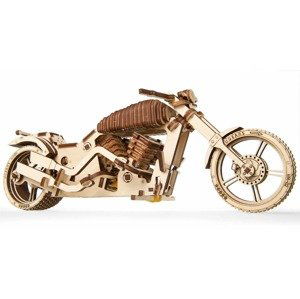 Ugears 3d dřevěné mechanické puzzle vm-02 motorka (chopper)