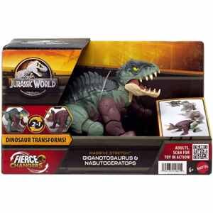 Mattel jurský svět dinosaurus 2 v 1 gigantosaurus a nasutoceratops, hpd34