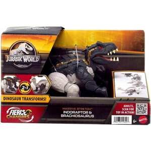 Mattel jurský svět dinosaurus 2 v 1 indoraptor a brachiosaurus, hpd35