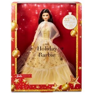 Mattel sběratelská barbie vánoční černovláska, hjx07