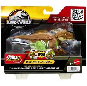Mattel jurský svět dinosaurus s transformací t-rex a ankylosaurus, hlp06